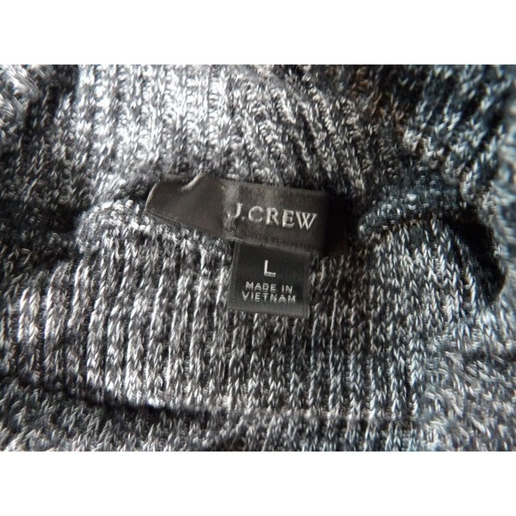 J. Crew Large Mock Turtle Neck Sweater Supersoft Black Marl Viscose Poly Comfy - Picture 5 of 9